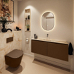 MONDIAZ TURE-DLUX Meuble toilette - 120cm - Rust - EDEN - vasque Frappe - position centrale - sans trou de robinet SW1102991