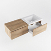 MONDIAZ BUKLA 120cm meuble de salle de bains avec module 60 couleur Washed Oak avec 2 tiroirs. Lavabo CLOUD à droite 1 trou de robinet couleur Talc. SW1382126