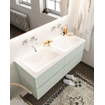 MONDIAZ VICA Ensemble de meuble salle de bain - 120cm - 4 tiroirs - lavabo Cloud double - 0 trou de robinet - solid surface gris SW410793