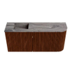 Mondiaz JOYA-DLUX 91.6cm toiletmeubel - ronding rechts kleur Ruby - Wastafel FAYE positie Links Zonder kraangat kleur Sombra. SW1425696