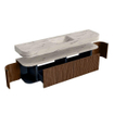 MONDIAZ THOR-DLUX 190cm badmeubel ronding links + rechts kleur Walnut met 2 lades en 2 deuren. Vrijhangende wastafel CLOUD Midden 1 kraangat kleur Nata. SW1466770