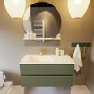 Mondiaz VICA-DLUX ensemble de meuble de salle de bain - 100cm - meuble sous-vasque armée - 2 tiroirs - lavabo encastré nuage gauche - 1 trou de robinet - miroir modèle spot - version XL 60cm haut - opalo SW1098935