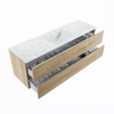 MONDIAZ VICA-DLUX Ensemble meuble de salle de bains - 150cm - meuble bas Washed oak - 2 tiroirs - lavabo encastré Cloud central - 1 trou de robinet - version haute 60cm - Opalo SW1088457