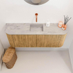 Mondiaz JOYA-DLUX 103.2cm meuble de salle de bains - arrondi gauche et droite couleur Chêne - Vasque FAYE position Milieu Sans trou de robinet couleur Glace. SW1422018
