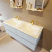 Mondiaz VICA-DLUX ensemble de meuble de salle de bain - 120cm - meuble sous-vasque argile - 4 tiroirs - lavabo encastré nuage double - 2 trous de robinet - version haute de 60cm - ostra SW1085774