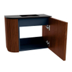 Mondiaz JOYA 51.6cm meuble de toilette - arrondi gauche couleur Ruby - Vasque FAYE position Droite Sans trou de robinet couleur Urban. SW1421816