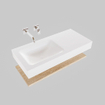 MONDIAZ ALAN 100cm - Ensemble meuble de salle de bains - tablette - chêne blanchi - lavabo suspendu - vasque à gauche - 0 trous de robinet - talc SW408681