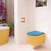 MONDIAZ LAVIE WC suspendu - 36x53cm - sans bride - Jeans (bleu) - softclose - quick-release - abattant WC - Ocher (jaune) SW1208639
