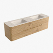 Mondiaz CIRO-DLUX Badkamermeubelset - 170x45x50cm - Solid surface wastafel Meli - 2 wasbak Dubbel - 2 kraangaten - 4 lades - Oak SW1531416