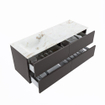 MONDIAZ VICA-DLUX Ensemble meuble de salle de bains - 130cm - meuble bas dark grey - 4 tiroirs - lavabo encastré cloud gauche - sans trous de robinet - version haute 60cm - frape SW1088886