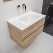 Mondiaz VICAB meuble de salle de bain - 80cm - meuble sous-vasque chêne blanchi - 2 tiroirs - lavabo CLOUD milieu sans trous de robinet - version XL 60cm de haut SW1089866