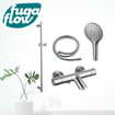 FugaFlow Eccelente Sobrado Mitigeur baignoire - avec barre curseur - douchette ronde - flexible lisse - Inox brossé SW1124000