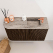 Mondiaz JOYA-DLUX 71.6cm meuble de salle de bains - arrondi gauche couleur Walnut - Vasque FAYE position Droite 1 trou de robinet couleur Oza SW1424577