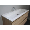 Basic Bella Meuble salle de bains avec lavabo acrylique Blanc 100x55x46cm 1 trou de robinet avec miroir et éclairage Chêne SW491794