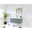 HR Matrix ensemble de meubles de salle de bain 3d 100cm 1 tiroir sans poignée avec bandeau de poignée en couleur petrol matt avec lavabo djazz 1 trou pour robinet blanc SW857062