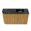 Mondiaz JOYA-DLUX 71.6cm meuble de toilette - arrondi gauche couleur Chêne - Vasque FAYE position Droite 1 trou de robinet couleur Lava SW1422116