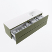 Mondiaz VICA Badkamermeubelset - 170cm - army - 4 lades - Wastafel MOON - links - zonder kraangat - kleur talc - XL versie 60cm hoog SW1189221