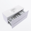 Mondiaz VICA Ensemble de meubles de salle de bains - 110cm - cale - 2 tiroirs - Lavabo MOON - au milieu - 1 trou de robinet - couleur talc - Version XL 60cm de haut SW1189237