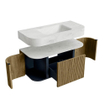 MONDIAZ THOR-DLUX 100cm meuble de salle de bains arrondi gauche + droite couleur Dusk avec 1 tiroir et 2 portes. Vasque suspendue CLOUD Milieu sans trou de robinet couleur Opalo. SW1467404