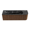 MONDIAZ KURVE-DLUX 145cm Meuble salle de bain avec module 25 D - couleur Walnut - 1 tiroir - 1 porte - vasque BIG LARGE gauche - 1 trou de robinet - couleur Lava SW1137325