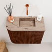 Mondiaz JOYA-DLUX 51.6cm toiletmeubel - ronding links kleur Ruby - Wastafel FAYE positie Rechts Zonder kraangat kleur Arena. SW1425284