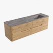 Mondiaz CIRO-DLUX Ensemble de meubles de salle de bains - 160x45x50cm - lavabo solid surface Oza - 1 vasque à droite - 1 trou de robinet - 4 tiroirs - Chêne SW1531140