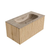 MONDIAZ KURVE-DLUX 90cm badmeubel kleur Oak met 1 lade en 0 deuren. Wastafel BIG SMALL Midden 1 kraangat Arena. SW1431125