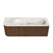 MONDIAZ KURVE-DLUX 135cm Meuble salle de bain avec module 25 G - couleur Walnut - 1 tiroir - 1 porte - vasque BIG MEDIUM droite - sans trou de robinet - couleur Frappe SW1137476