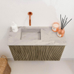 Mondiaz JOYA-DLUX 60cm toiletmeubel - kleur Dusk - Wastafel FAYE positie Links Zonder kraangat kleur Glace. SW1423137