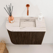 Mondiaz JOYA-DLUX 51.6cm toiletmeubel - ronding links kleur Walnut - Wastafel FAYE positie Rechts Zonder kraangat kleur Nata. SW1424501