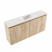 MONDIAZ TURE-DLUX Meuble toilette - 100cm - Washed Oak - EDEN - vasque Ostra - position centrale - sans trou de robinet SW1105148