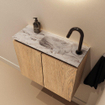 MONDIAZ TURE-DLUX Meuble toilette - 60cm - Washed Oak - EDEN - vasque Glace - position droite - 1 trou de robinet SW1103558