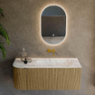 Ensemble de meuble de salle de bain Mondiaz KURVE-DLUX - 115x46x40cm - 1 tiroir - 1 porte - lavabo en solid surface - droite - sans trou de robinet - Dusk SW1415468
