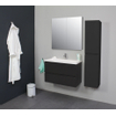 Basic Bella Meuble avec lavabo acrylique 1 trou de robinet 80x55x46cm avec armoire toilette à 2 portes gris Anthracite mat SW398117
