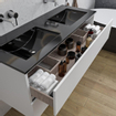 Adema Chaci Ensemble de meuble - 120x46x57cm - 2 vasques en céramique noire - sans trous de robinet - 2 tiroirs - armoire de toilette - blanc mat SW856587