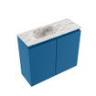 MONDIAZ TURE-DLUX Meuble de toilettes 60cm Jeans. Lavabo EDEN Glace position gauche. Sans trou de robinet. SW1103335