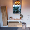 Mondiaz ALAN-DLUX Ensemble de meuble - 110cm - meuble Washed Oak mat - 1 tiroir - Lavabo Cloud Frappe suspendu - vasque Droite - 1 trou de robinet SW808607
