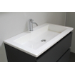 Basic Bella Meuble salle de bains avec lavabo acrylique Blanc 80x55x46cm 1 trou de robinet avec miroir et éclairage Anthracite mat SW491772