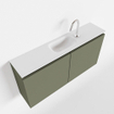 MONDIAZ TURE Kit lave-mains - 100x23x50cm - 1 trou de robinet - 2 portes - armée mate - Lavabo central - Acrylique Blanc SW475008
