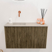 Mondiaz JOYA-DLUX 70cm toiletmeubel - kleur Dusk - Wastafel FAYE positie Links Zonder kraangat kleur Opalo. SW1423330