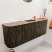 Mondiaz JOYA-DLUX Meuble de salle de bains 113,2cm - arrondis gauche et droite couleur Shadow - Vasque FAYE position Milieu 1 trou de robinet couleur Arena. SW1426252