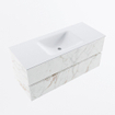 Mondiaz VICA ensemble de meuble de salle de bain - 110cm - meuble sous-vasque carrara - 2 tiroirs - lavabo cloud milieu - sans trous de robinet - version haute de 60cm - talc SW1084924