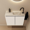 MONDIAZ TURE-DLUX Meuble toilette - 60cm - Talc - EDEN - vasque Ostra - position droite - 1 trou de robinet SW1104651