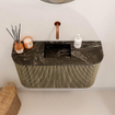 Mondiaz JOYA-DLUX Meuble de salle de bains 73.2cm - arrondi gauche et droite couleur Dusk - Vasque FAYE position Milieu Sans trou de robinet couleur Lava SW1423260