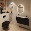 MONDIAZ TURE-DLUX Meuble toilette - 80cm - Urban - EDEN - vasque Ostra - position gauche - 1 trou de robinet SW1104694