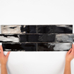 Terravito Pavero carreau mural - 7.5x30cm - 8.6mm - Rectangle - Noir brillant SW359808