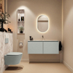 MONDIAZ TURE-DLUX Meuble toilette - 120cm - Greey - EDEN - vasque Glace - position centrale - sans trou de robinet SW1103315