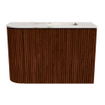 Mondiaz JOYA-DLUX Meuble de toilette 61,6cm - arrondi gauche couleur Ruby - Vasque FAYE position Droite Sans trou de robinet couleur Frappe SW1423488
