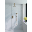 Fortifura Calvi Ensemble de douche pluie encastrable - thermostatique - bras plafond - pommeau 25cm - douchette ronde - Laiton brossé SW1131129