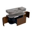 MONDIAZ THOR-DLUX 110cm badmeubel ronding links + rechts kleur Walnut met 1 lade en 2 deuren. Vrijhangende wastafel CLOUD Midden 1 kraangat kleur Sombra. SW1463035